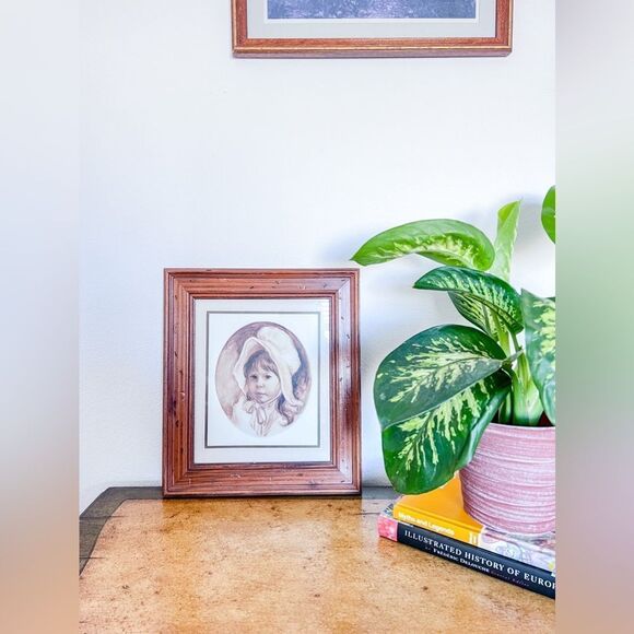 Western Girl Vel Miller Wood Framed Vintage Art Print Decor Country Cowboy Brown - Picture 1 of 5